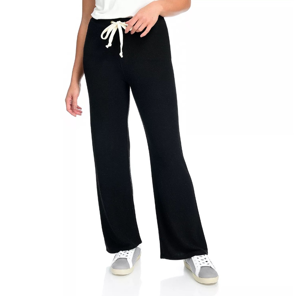 Women’s Theo & Spence Black Knit Drawstring‎ Waist Wide Leg Pants